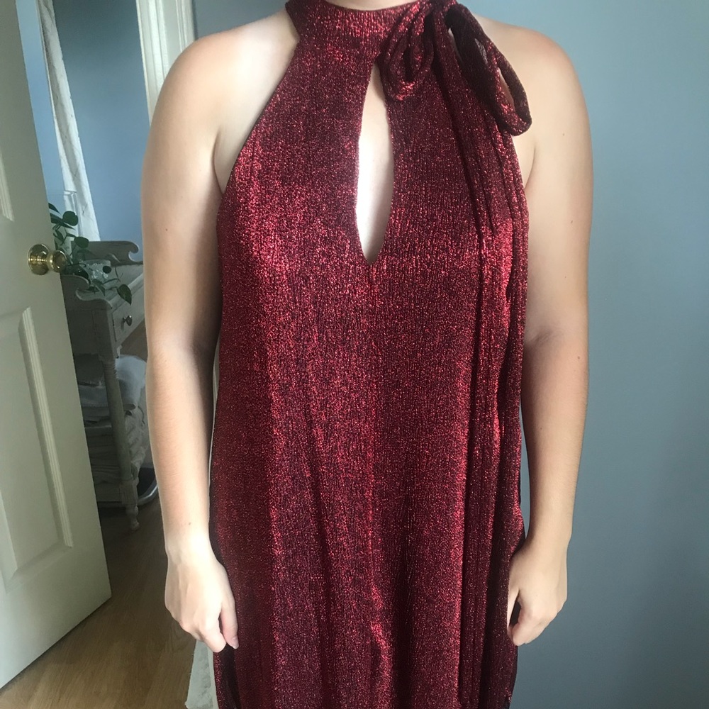 Charlotte Russe Mock Neck Red Shimmer Dress
